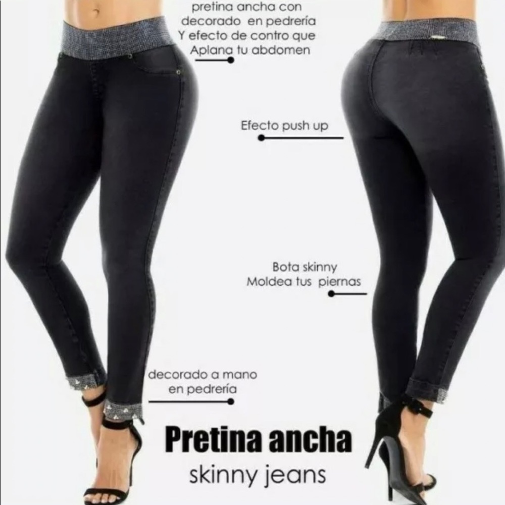 LUJURIA Jeans, Colombian 🇨🇴 Butt Lifter Skinny Rhinestone Push Up Jean